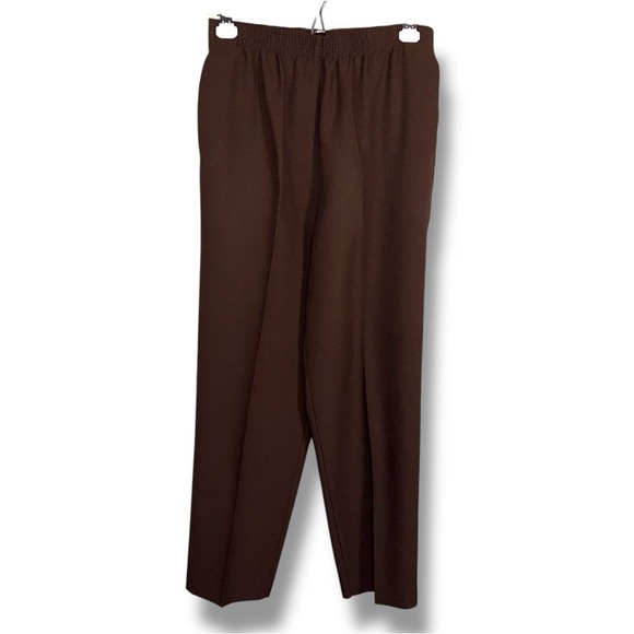 Vintage 6 Petite Allison Daley Brown Trousers Pleated Elastic Waistband - Picture 1 of 11